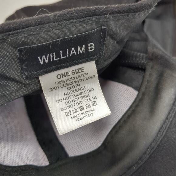 William B Slideback Baseball Cap Black One Size Adjustable Outdoor Blank Poly - Picture 9 of 9